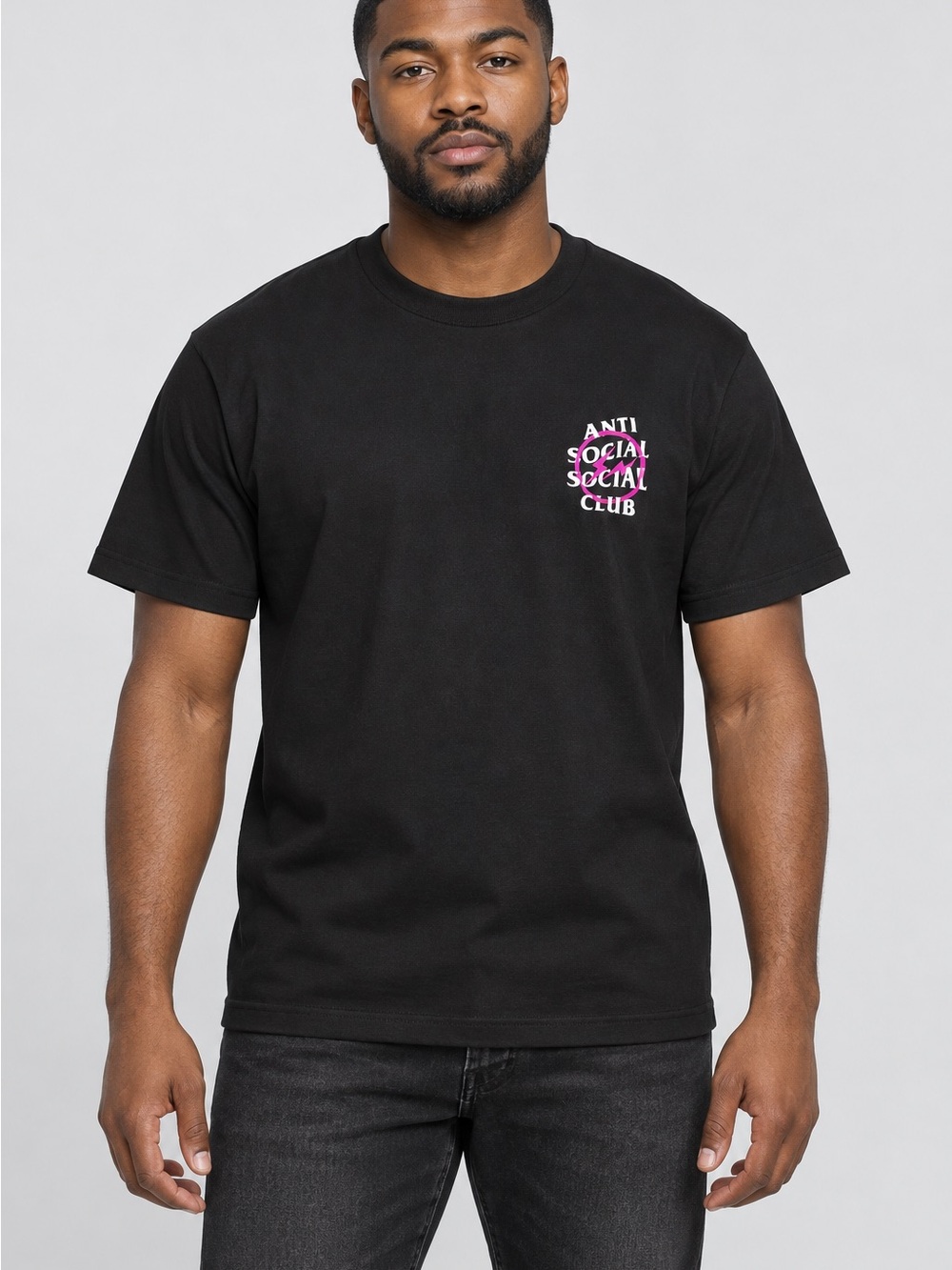 Anti Social Social Club x Fragment Pink Bolt Tee Black Size Large L